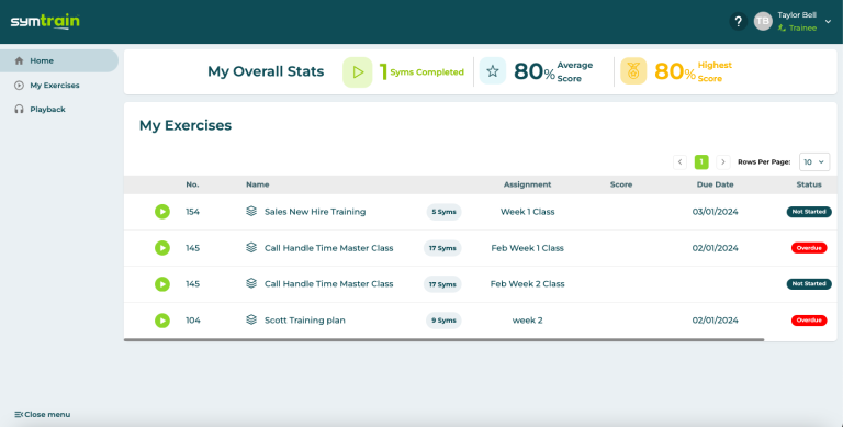 Training Plans - SymTrain