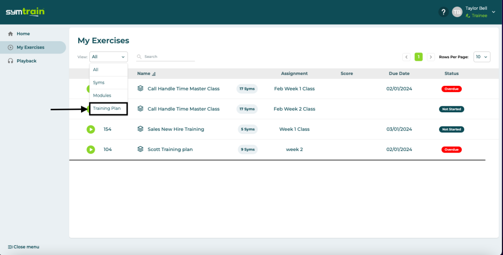 Training Plans - SymTrain